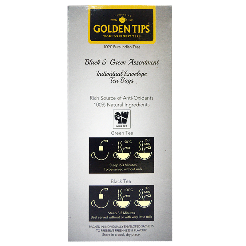 Golden Tips Black & Green Assortment Individual Envelope - Tea Bags