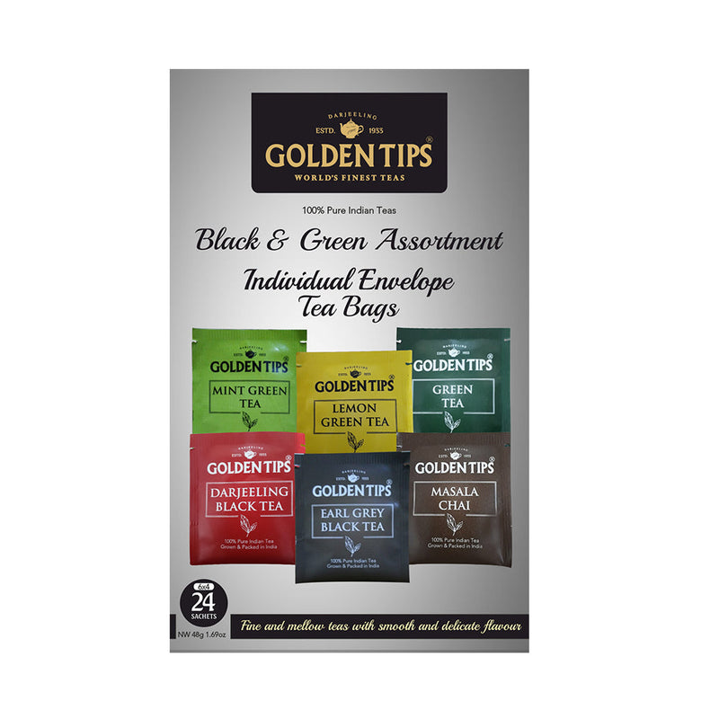 Golden Tips Black & Green Assortment Individual Envelope - Tea Bags