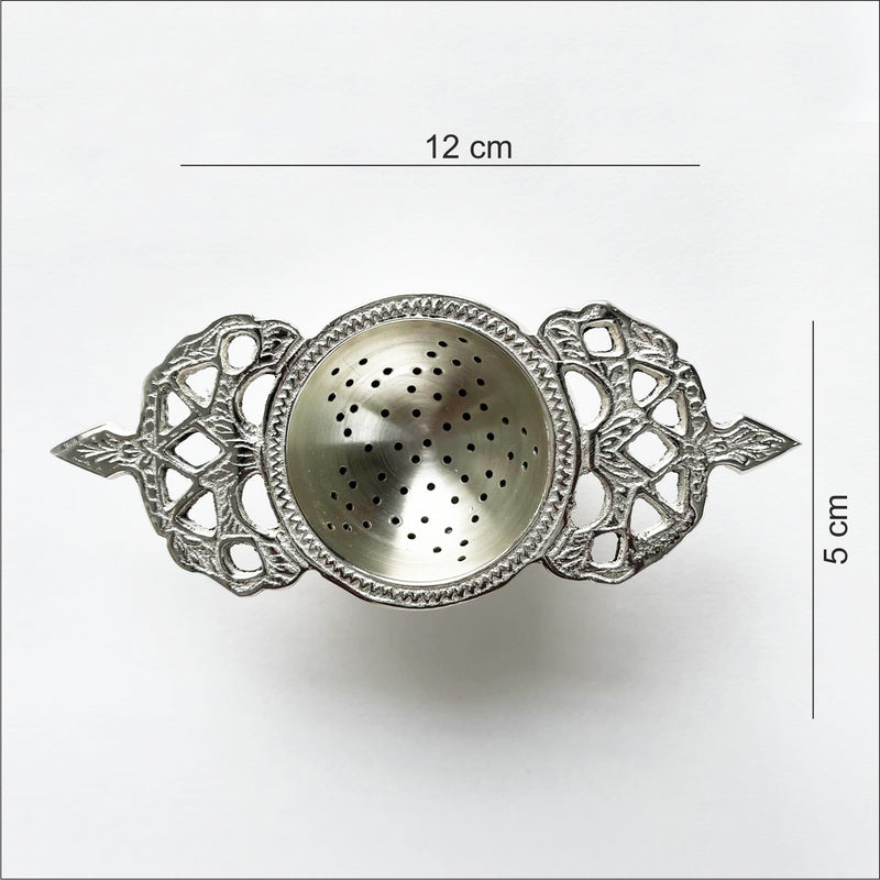 Silver Coated Brass Tea Strainer With a Silver Plated Vintage Stand