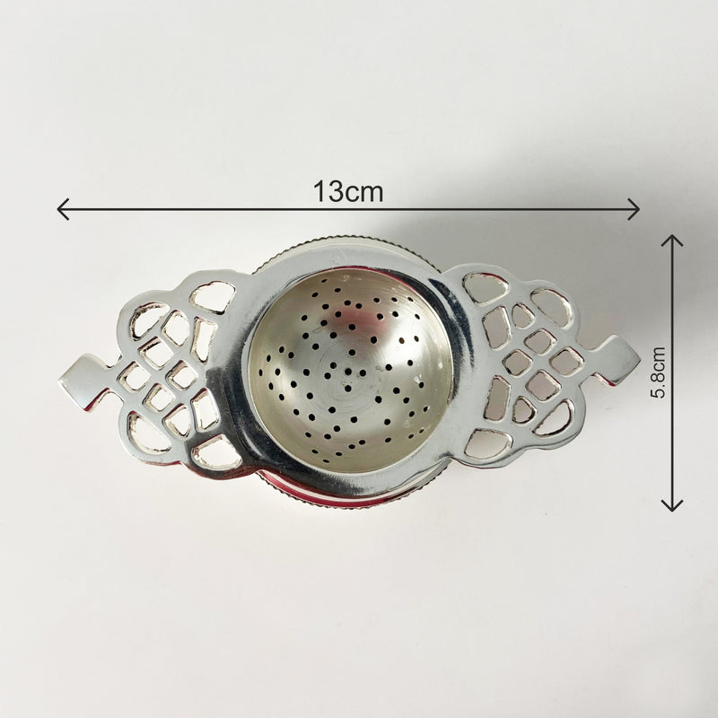 Silver Coated Brass Tea Strainer With a Silver Plated Vintage Stand